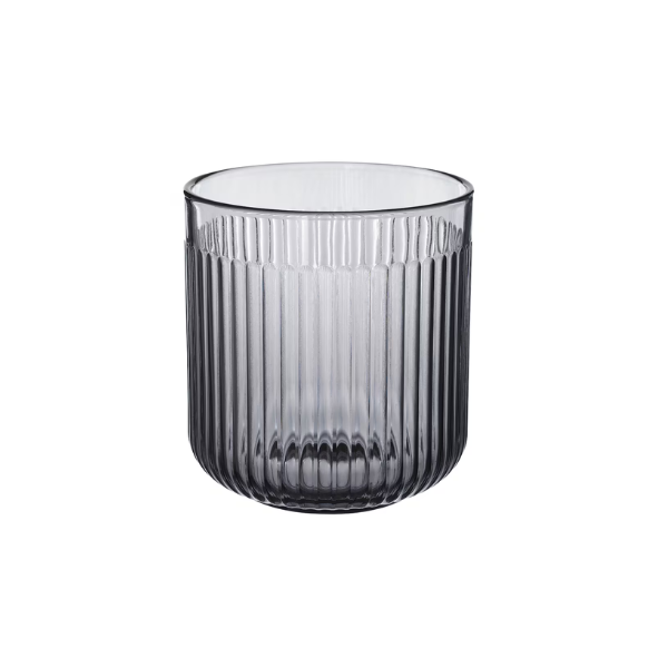 SMOKE GREY LARGE GLASS TEA LIGHT HOLDERS