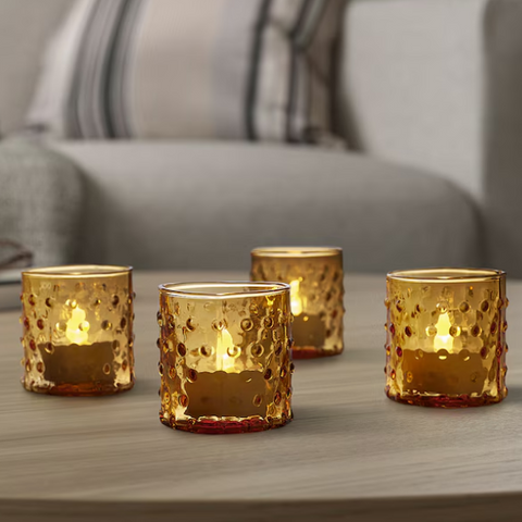 CH300 - GOLD GLASS HOBNAIL 3" TEA LIGHT HOLDER