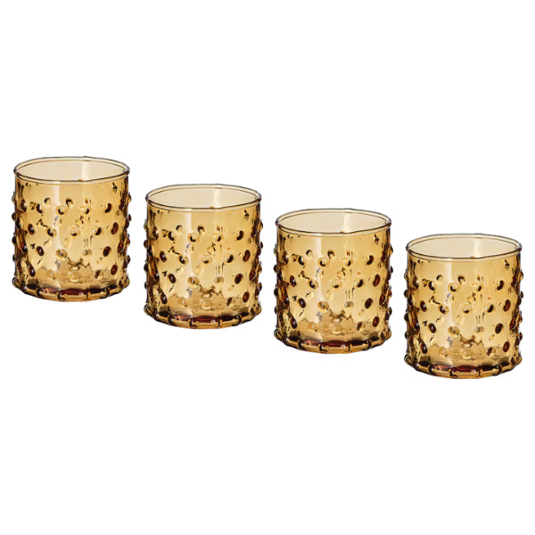 CH300 - GOLD GLASS HOBNAIL 3" TEA LIGHT HOLDER