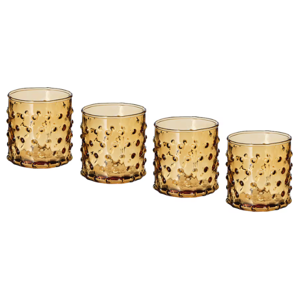 AMBER HOBNAIL GLASS TEA LIGHT HOLDERS