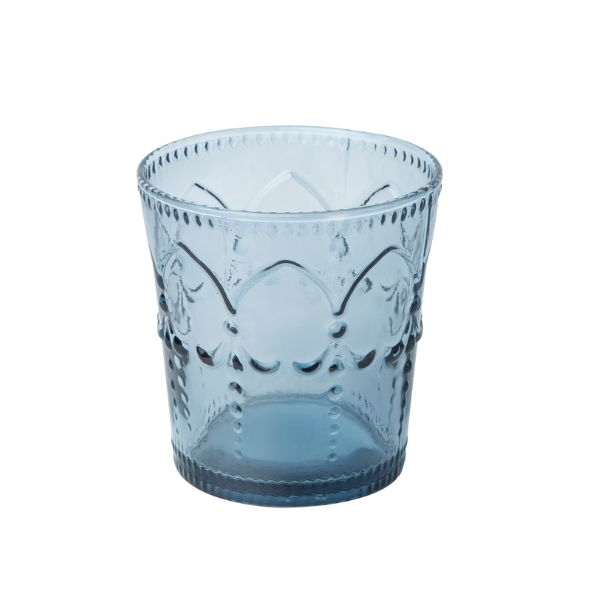 SMOKE BLUE GLASS TEA LIGHT HOLDERS