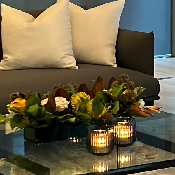 CH303 - SMOKE GREY GLASS 4" TEA LIGHT HOLDERS