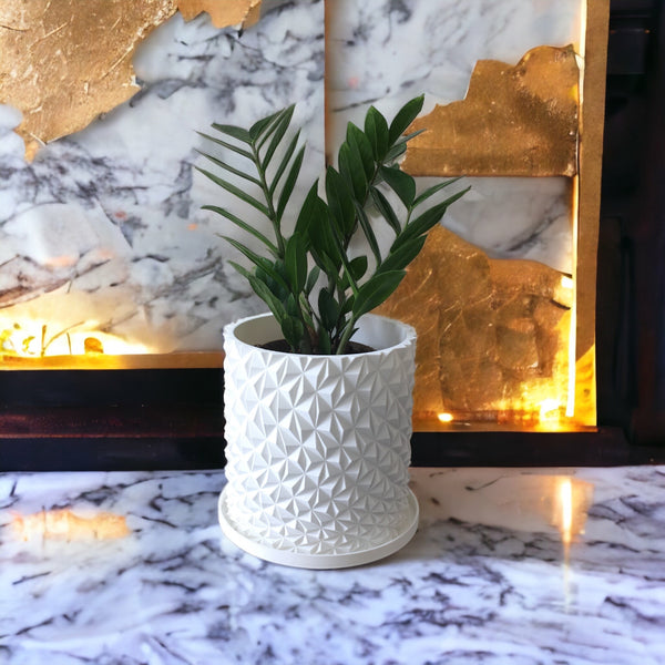 3D Printed Eco Small Planter White - 8" Tall
