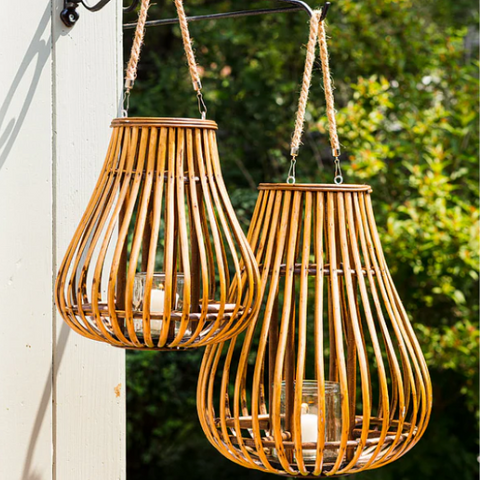 LL101 - RATTAN TEAR DROP LANTERN 18"