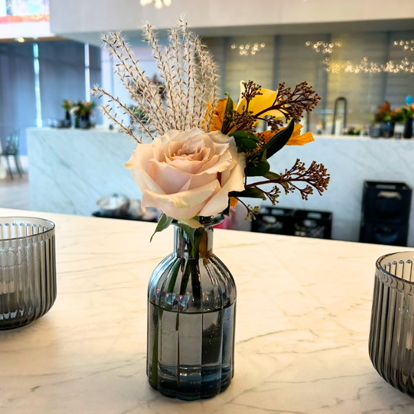 FF210 - FRESH FLOWERS + SMOKE GREY GLASS BUD VASE SERIES