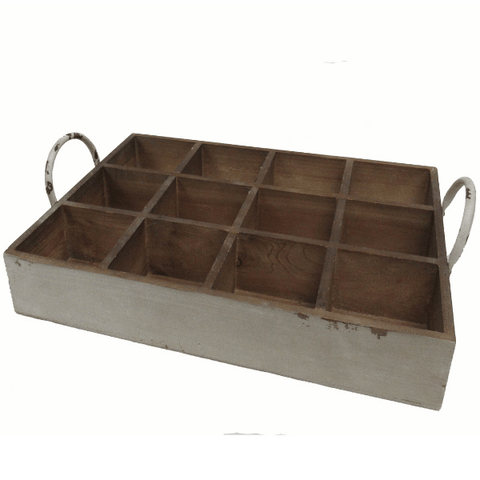 RUSTIC WOOD 12 SECTION TRAY