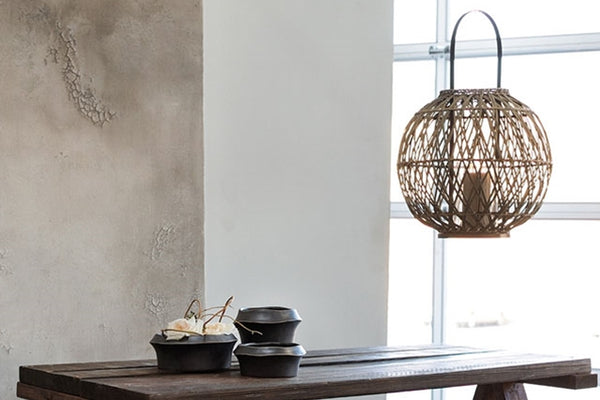 LL104 + LL105 - ROUND RATTAN LANTERNS