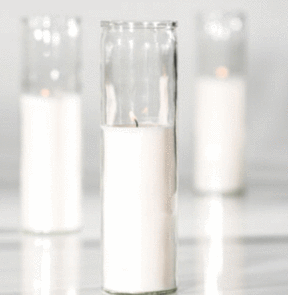 UP151 - LONG BURN PILLAR CANDLES IN 8" GLASS HOLDER : CANDLE SHARE PROGRAM