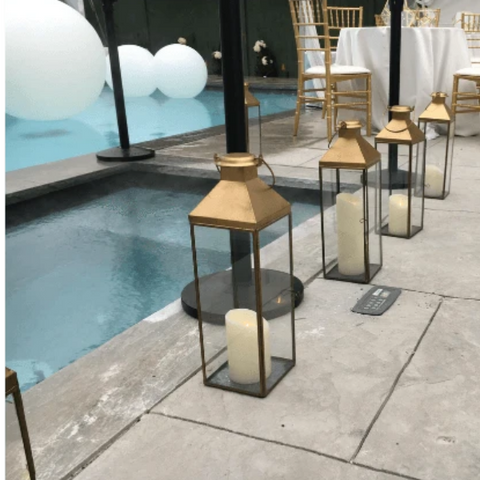 LL105 - GOLD TALL SQUARE LANTERN 18"